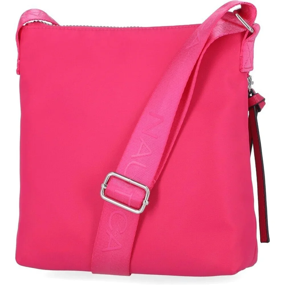 Women's Raspberry Nylon Crossbody Bag Purse with Adjustable Shoulder Strap